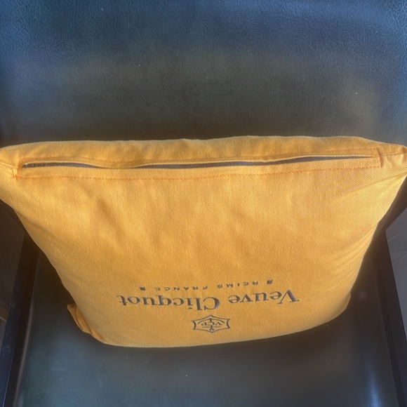 Veuve Clicquot Embroidered Bright Bold Orange Cushion, 38cm x 38cm Square - Picture 13 of 15